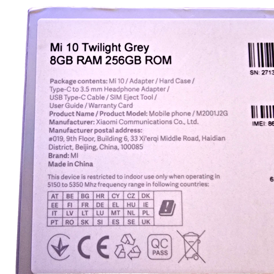 Boxed Xiaomi Mi 10 5G 256GB+8GB Twilight Grey Unlocked ✔ Single SIM M2001J2G - Image 4 of 4