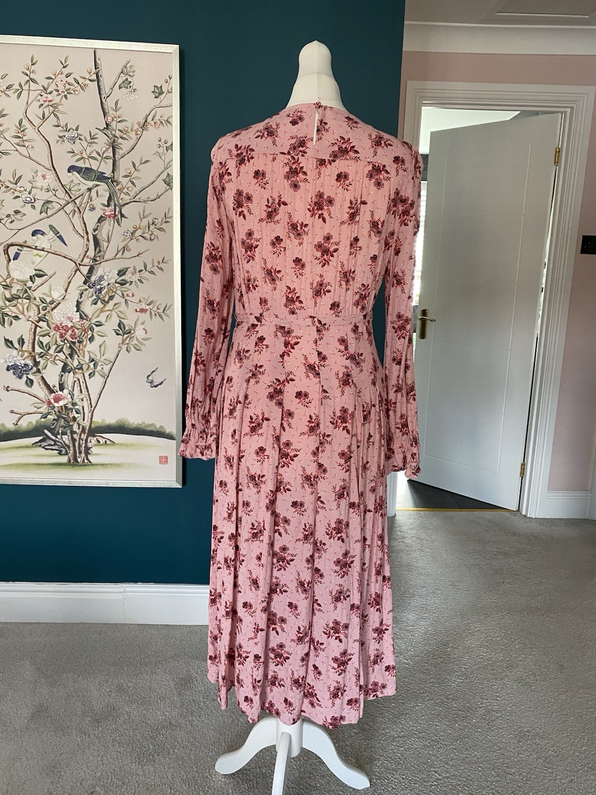 Per Una Midi Tea Dress Pink Floral Size 10 Worn Once Immaculate Rrp £39.50 image 3