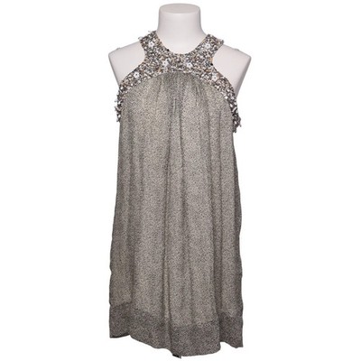 French Connection, Kleid, Größe: 38, Grau/Weiß/Mehrfarbig, Seide/Viskose #fjz