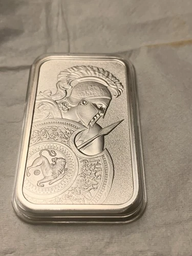 Intaglio Mint Molon Labe Spartan Warrior 1 oz .999 Silver BU Art Bar In Capsule