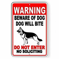 Beware of german shepard dog will bite do not enter Sign / Decal security