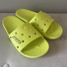 Crocs Unisex Classic Slides Womens 11  Mens 9 Yellow Slip On Sandals W/ Charm