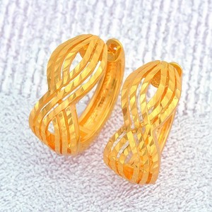 Authentic Retro Criss Cross Hoop Earrings 24K Gold Plated