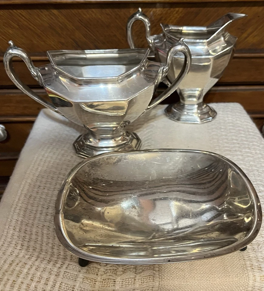 Винтажный посеребренный набор сливочников Reed & Barton Sierra в стиле ар-деко 3690 - Изображение 2 из 4