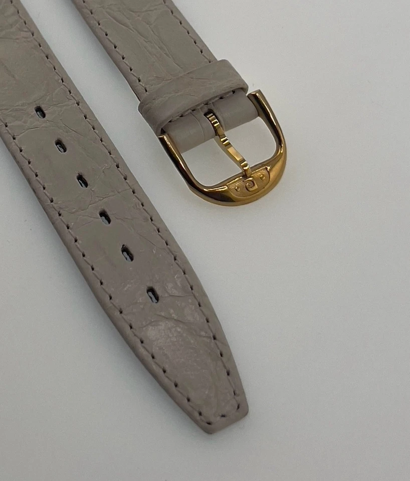 ✨ Correa de cuero de cocodrilo Pierre Cardin 17 mm hebilla tono dorado🇨🇭 Hecha en Suiza Foto 2 de 4