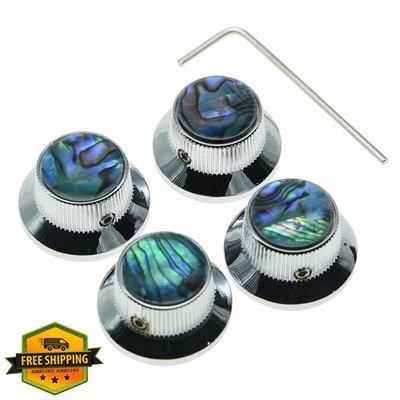 KAISH Abalone LP Top Hat Knobs Chrome Set Screw Metal Guitar Bass