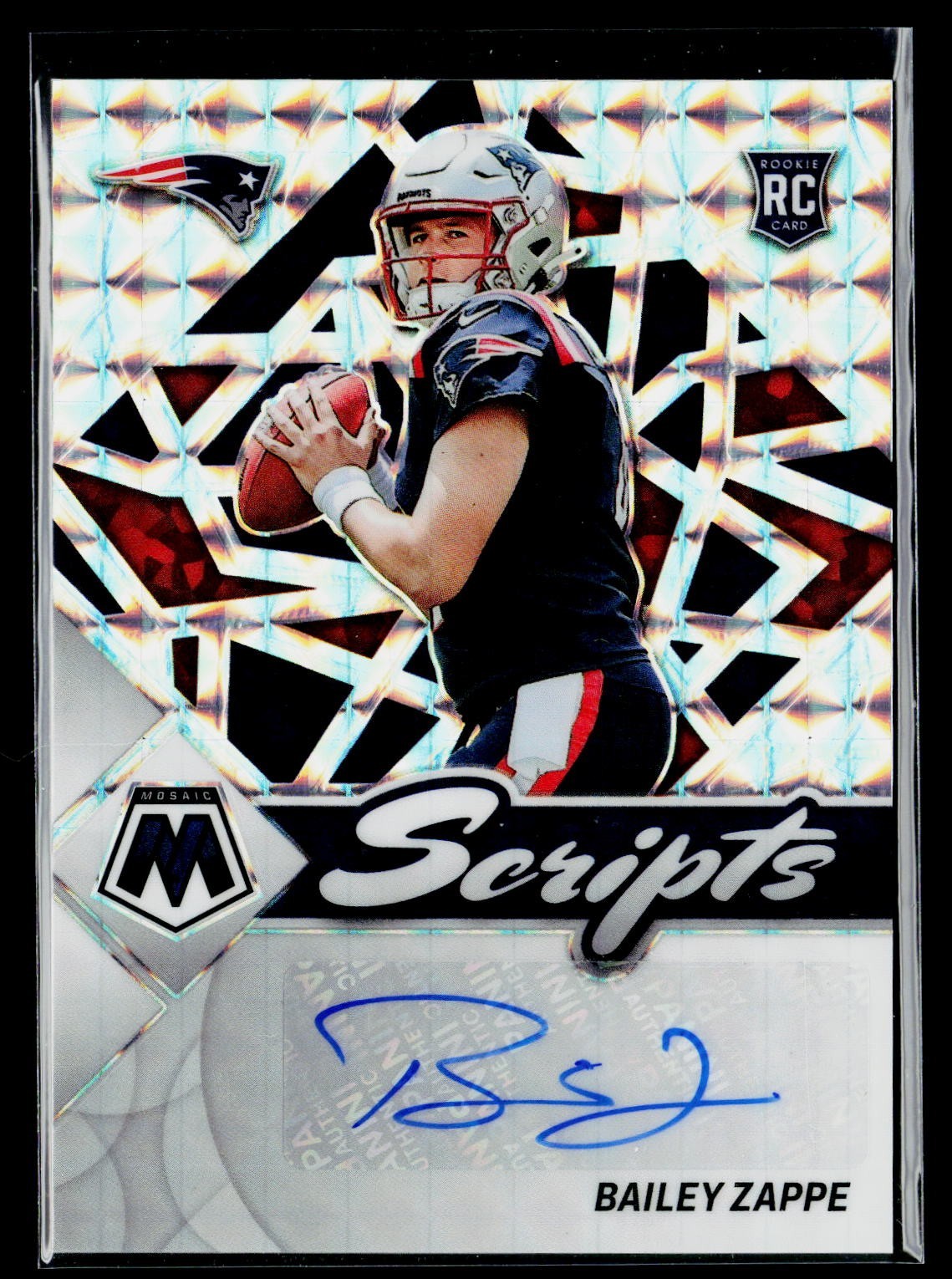 2022 Panini Mosaic Bailey Zappe Rookie Scripts Rookie Auto RS-BZ