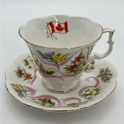 Royal Albert  Our Emblems Dear Canada Tea Cup and Saucer Provincial Flowers VTG
