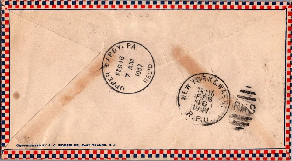 Air Mail FDC US C21-16a AC Roessler 1st Air Mail to China ZAYIX 062822SM13 - Image 2 of 2