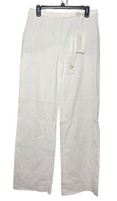 Valentino White Trousers Women’s Sz 10 Unhemmed Luxury Minimalist Classic Career