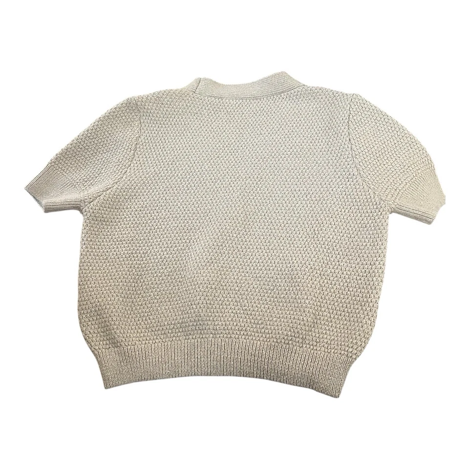 Cárdigan Zara Estrella de Mar Botón XS Tostado Manga Corta Recortado Texturizado Tejido Costero Foto 3 de 4