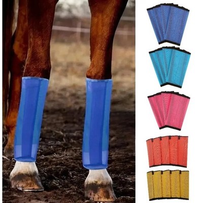 4 Stück Pferde Fliegenstiefel Beinschutz Atmungsaktiv Mesh Wraps Anti Bissschutz