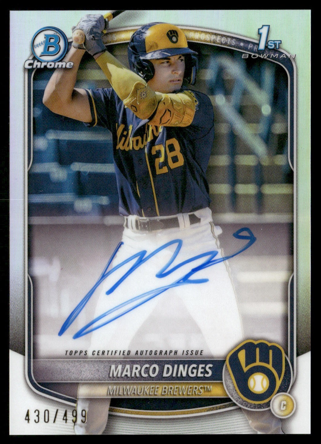 2025 Bowman Chrome Marco Dinges Chrome Refractor 1ST Auto #CPA-MD SYX /499