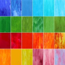 24 Sheets Stained Glass Variety Pack   6x4 Inch Opaque Art Glass for Crafts