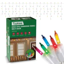 Tupkee Christmas Twinkle Icicle Lights - Multicolor - 12 of 100 Bulbs Twinklef
