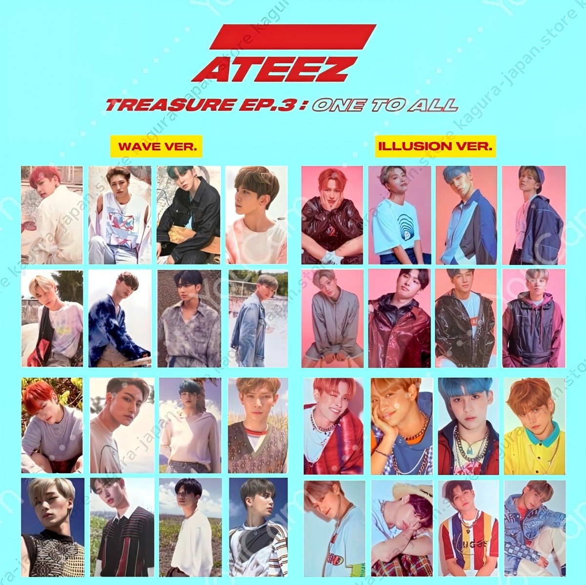 ateez ATEEZ ホンジュン wave illusion トレカ セット ATEEZ TREASURE EP.3 : One To All WAVE & ILLUSION Album ver