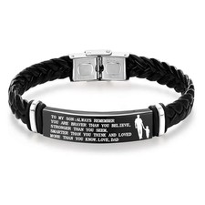 To My Son Bracelet, Inspirational Braided Leather black-to my son A from dad