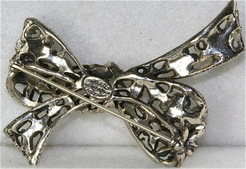 VTG DANECRAFT STERLING FLORAL FLOWER BOW PIN - 第 2/2 張圖片