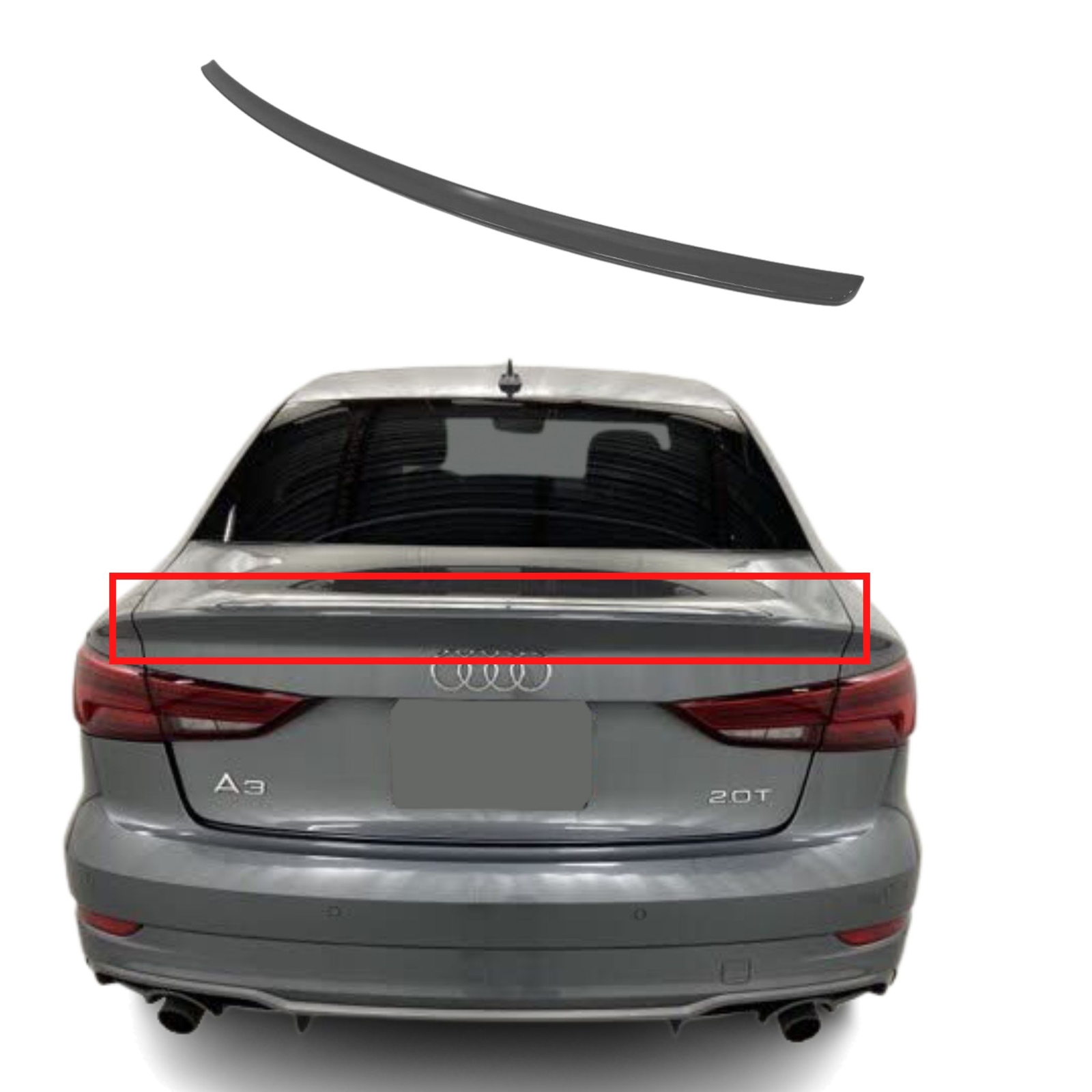 Spoiler Lip Suitable for Audi A3 8V Sedan, Achat Gray Rear Spoiler Wing PAINTED