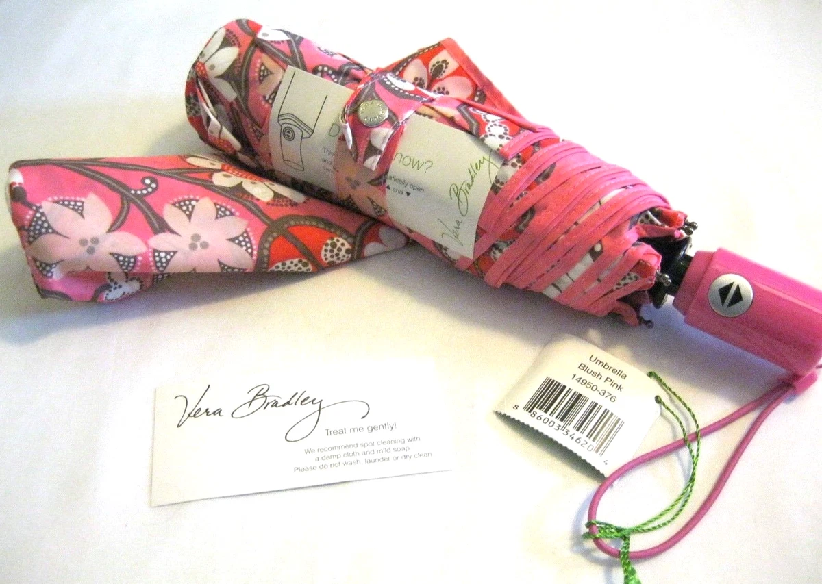 Vera Bradley BLUSH PINK Umbrella LARGE POP OPEN w Sleeve for