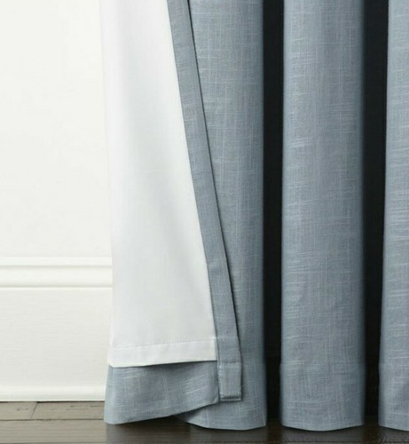 (1) JC PENNEY JCP HOME Holland Linen BLUE 100% BLACKOUT Grommet 50 x 84 Curtain - Picture 5 of 7