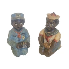 2 Vintage Young's Inc. African American Boys Figurines small collectibles