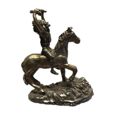 Pewter Figurine ~ Native American Chief on Horse ~ Base & Figurine, Great Detail