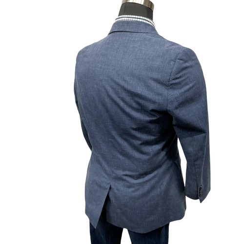 44 TOPMAN Mens Suit Jacket Sport Coat Blazer blue Denim look Cotton Poly Blend - Picture 9 of 15
