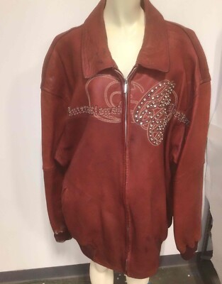 Pelle Pelle leather jacket, vintage Marc Buchanan varsity