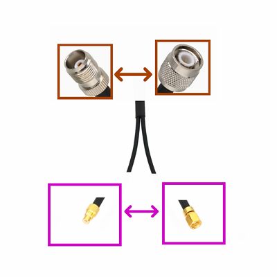 1x TNC to 2x SMC Male/Female Sensor Splitter/Combiner Y Adapter RF COAX 6'' cable