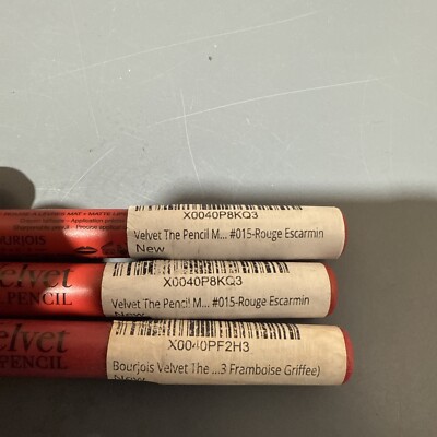 3 Pack: Bourjois Velvet The Pencil Lipstick 2 (#15) & 1 (#13) Read.