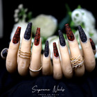 (Size M) Coffin Long Lace & Luxury Luxury Press On Nail Set False Gel Stick On