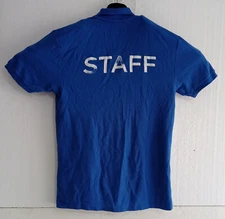 Warner Bros Games Staff Polo T shirt blue M Fruit of the Loom employee uniform