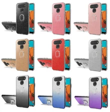 For LG Reflect L555DL / K51 Q51 Glitter Ring Stand Case Phone Cover 