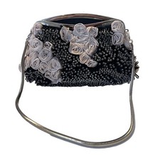 Giorgio Armani Black Satin Embellished Evenin...