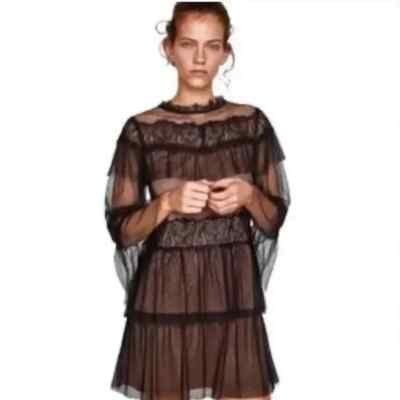 ZARA BASIC COLLECTION - TIERED BLACK LACE & TULLE RUFFLE DRESS - SZ XS | eBay ZARA BASIC COLLECTION - TIERED BLACK LACE & TULLE RUFFLE DRESS - SZ XS | eBay