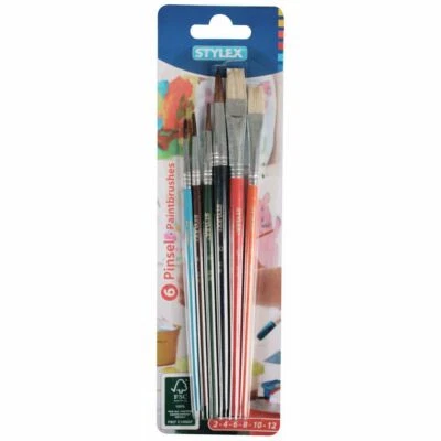 STYLEX Schulpinselset 6 teilig natur / lackiert sortiert