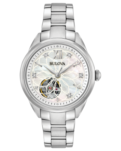 NWT Bulova Sutton Automatic White Mother of Pearl Dial Ladies Watch Stainless Steel Women main image 4