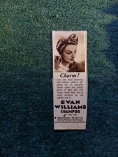 Sa25 Ephemera 1946 advert Evan Williams shampoo sheen charm 