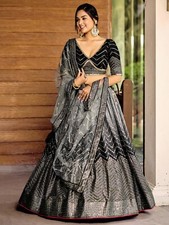 New Launch Chinnon Silk Lehenga Choli With Net Black Dupatta For Functional