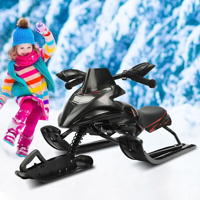 Schneeschlitten für Kinder Jugendliche Skischlitten mit Bremsen Snowracer 80kg