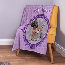 Couverture Douce En Fleece Avec Design Photo De Chat Personnel En Violet