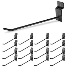 30PCS Slatwall Hooks Black 6 Inch Panel Hooks Heavy Duty Retail Garage