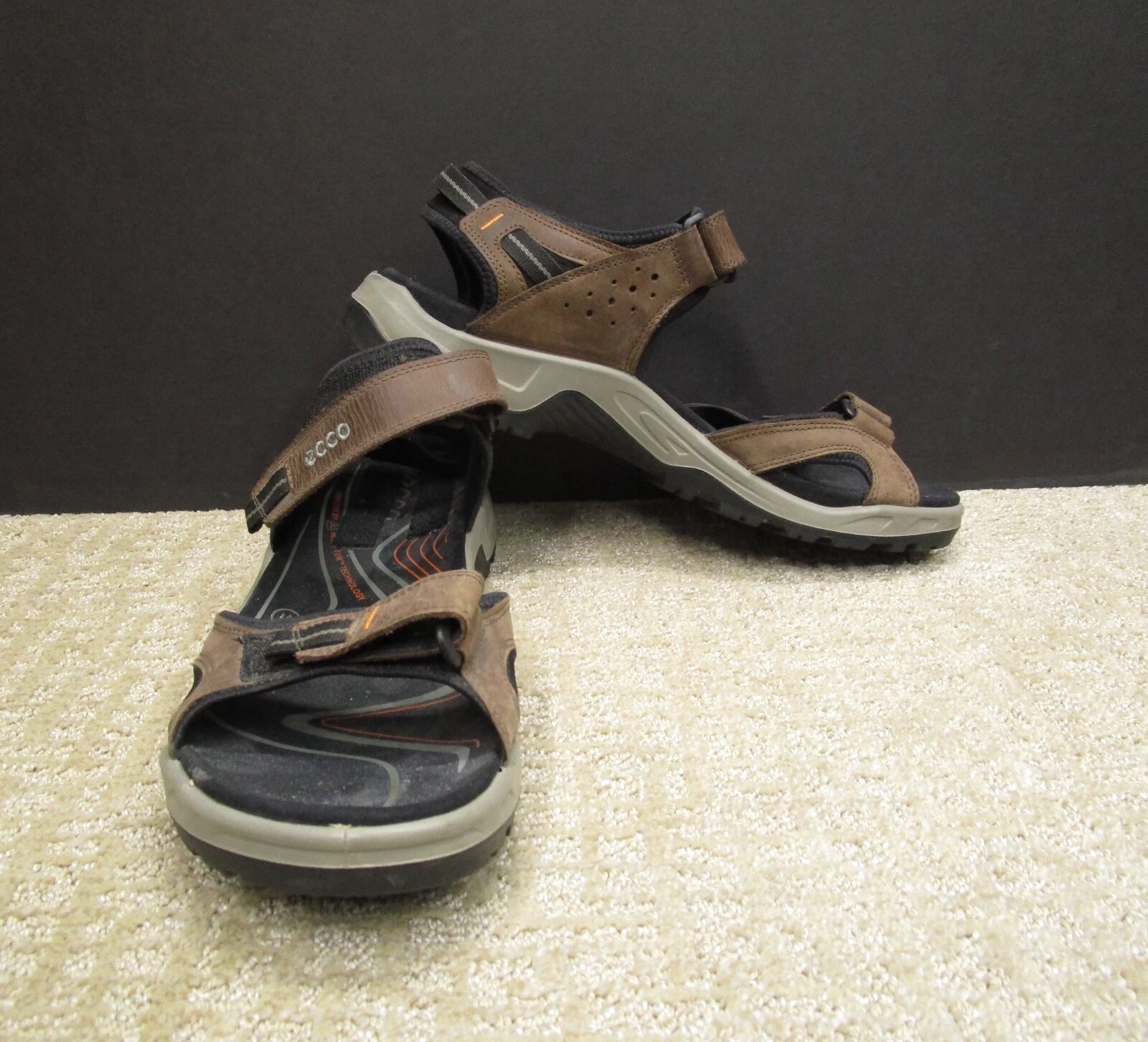 Ecco Sandali Uomo 12 5 Marrone Yucatan Escursionismo Pelle Doppio Cinturino Campeggio Pesca