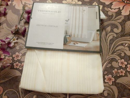THRESHOLD SHOWER CURTAIN Tan Variegated Stripe 72 x 72 NEW