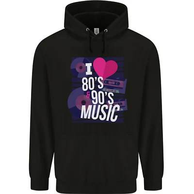 I Love 80s 90s Musik Pop Rock Acid House Herren Kapuzenpullover - Bild 1 von 4