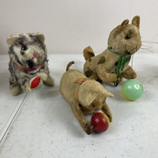 Lot Of 3 Vintage Wind Up Stuffed Cats. 2c