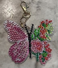 Diamond Painted Keychain / Ornament Pink Butterfly