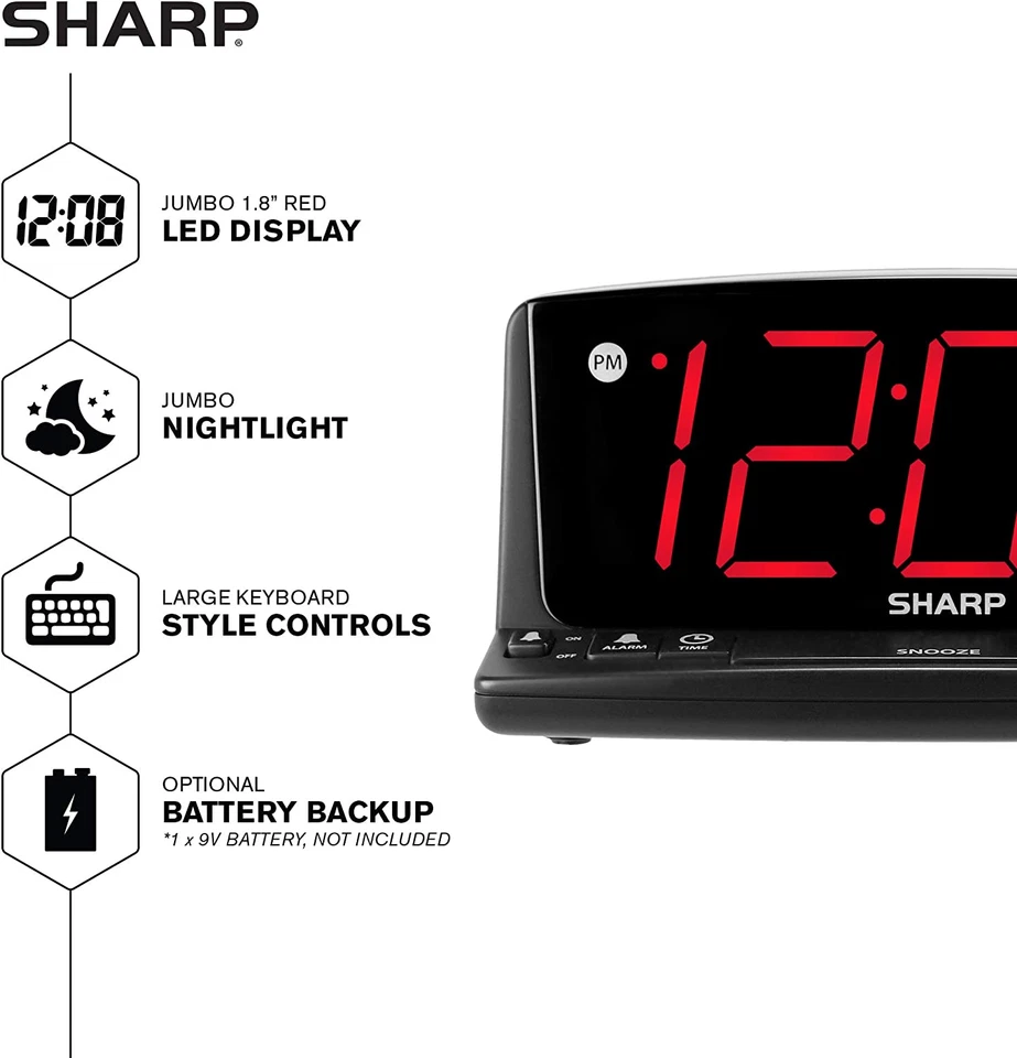 Reloj Despertador Digital Led Operacion Simple Numeros Grandes Faciles de Ver - Image 2 of 4