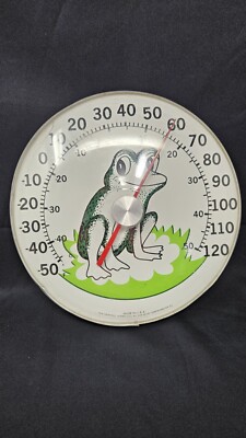 The Original Jumbo Dial Frog Thermometer w Red The Ohio Thermometer Co - Vintage